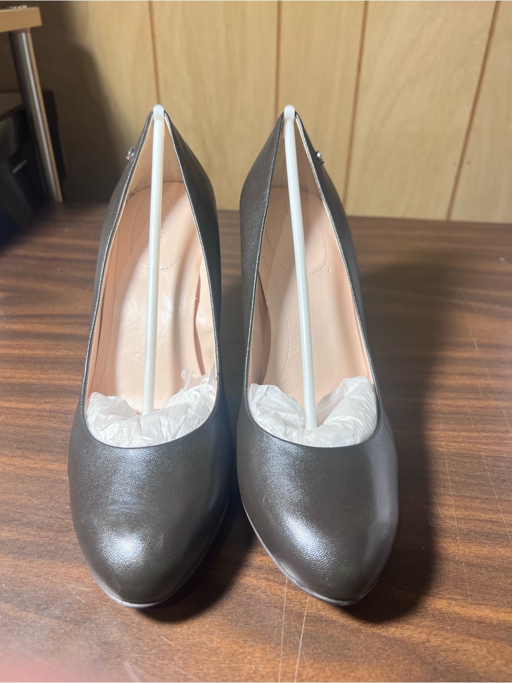 Calvin Klein Metallic Charcoal Block Heel Pumps - Picture 3 of 7